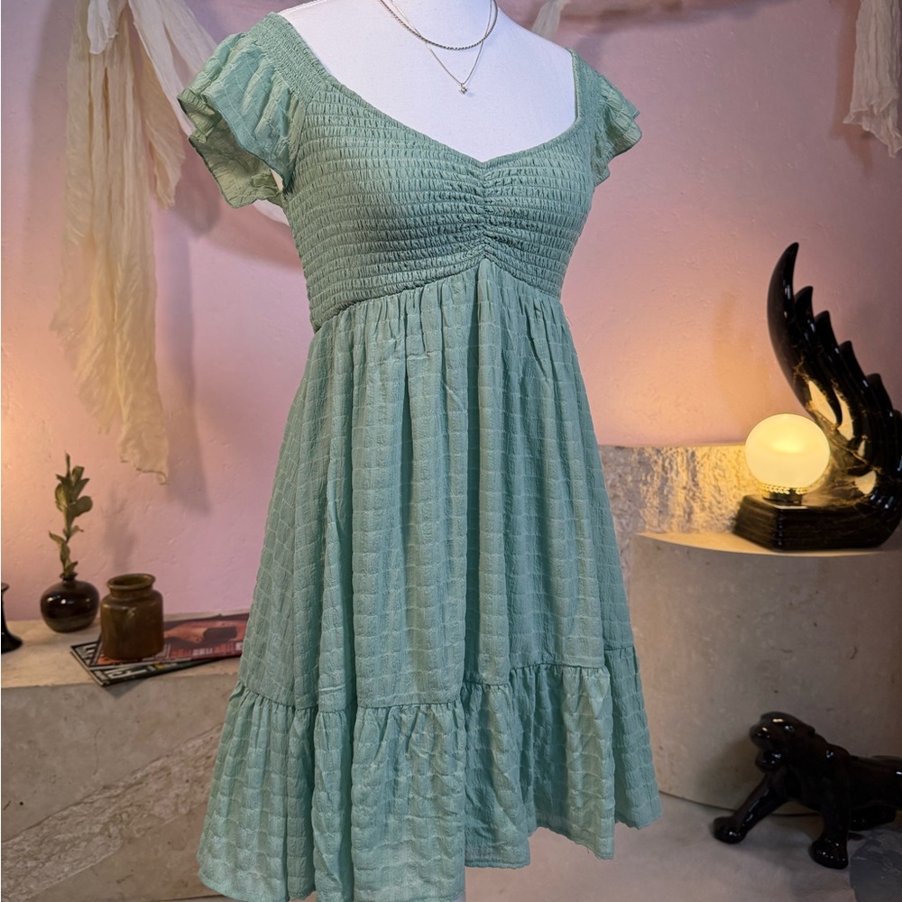 Thirty Thirty Sage Green Peasant Dress | Size Small | Boho Cottagecore Style